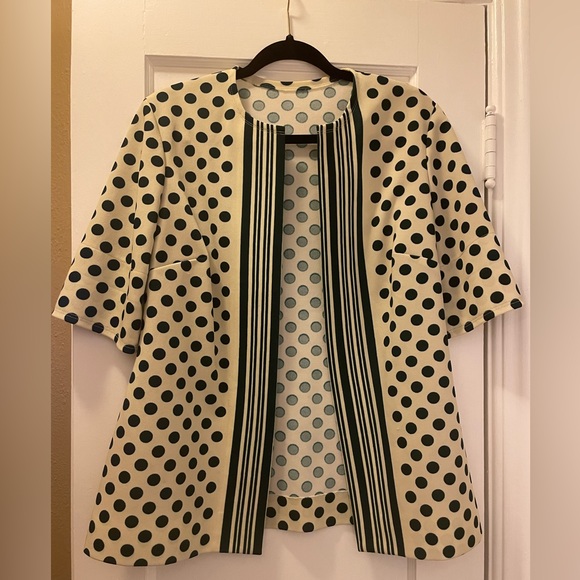 Vintage Mod Green Polka Dot Jacket / Cover Up / Open Size M - XL 💚🤍 - Picture 4 of 5